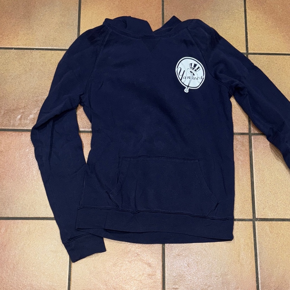 NY YANKEES x VICTORIAS SECRET Navy Blue/Pink Hooded Sweatshirt with Logo